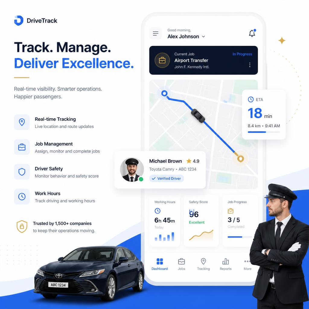 Driver / Chauffeur Tracking Software — Know where every chauffeur is and what they are doing