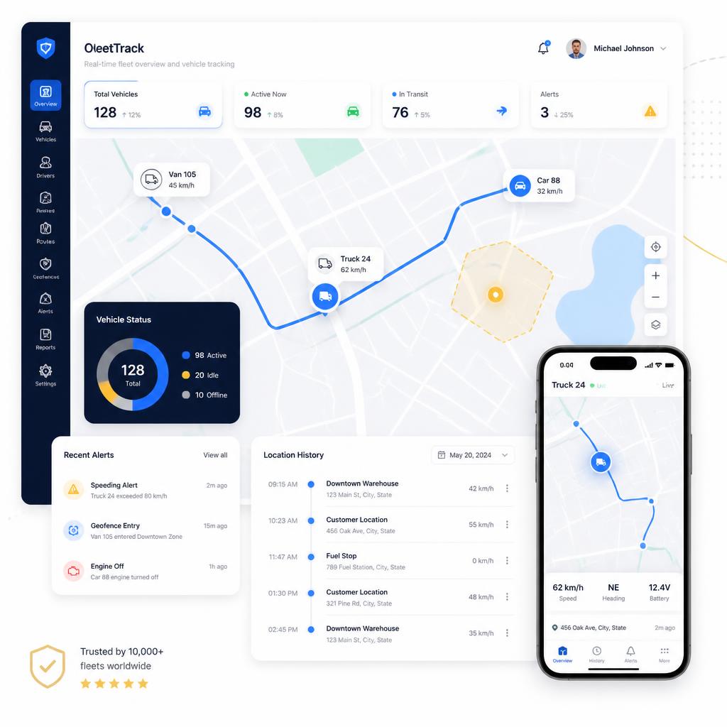 Fleet / Vehicle Tracking Software — See every vehicle, route and stop in real time