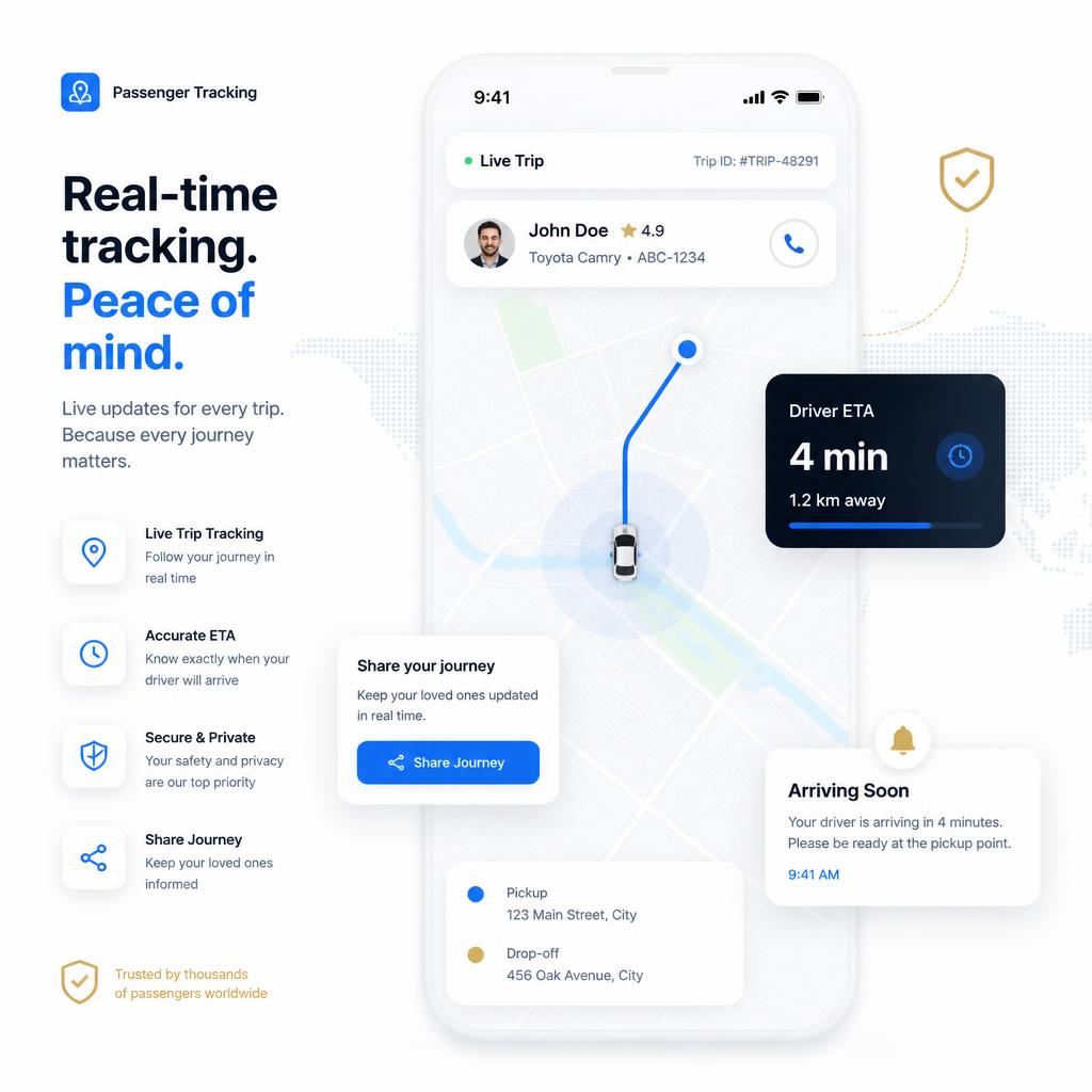 Passenger Tracking Software — Let passengers follow their ride in real time